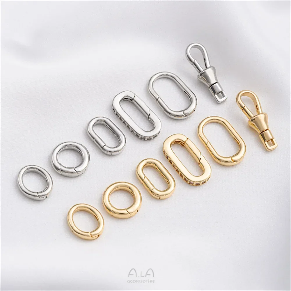 

Universal Buckle 14K Gold Wrapped Circular Oval Spring Buckle for DIY Pearl Chain Lobster Buckle Accessories