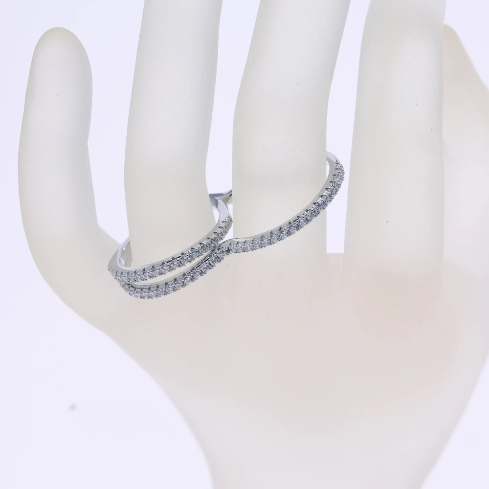 Hochwertiger Dünner Zierlicher Stapelbarer Ring mit Funkelnden Kubischen Zirkonia, Minimalistischer Vollbesetzter Ewigkeitsring, CZ-Besetzter Fingerschmuck für Frauen – Detail 9