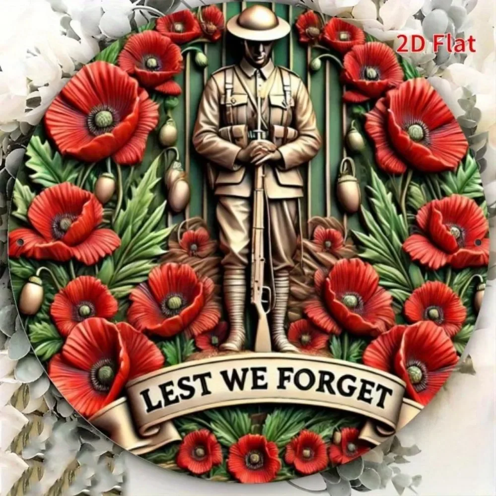 Décoration murale commémorative de coquelicot de soldat d'intérieur (1 pièce) – Plaque d'art en aluminium, décoration idéale pour cadeau de vacances dans différents styles, parfaite