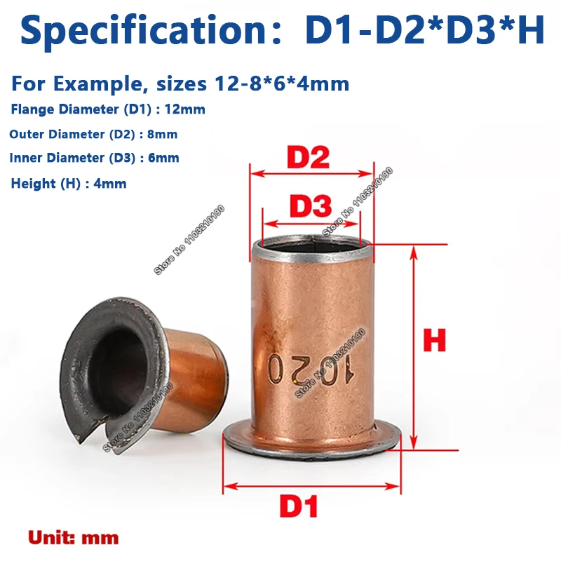 1-10Pcs SF-1F Flanged Oilless Bearing Bushings Self-Lubricating Composite Copper Sleeve With Flanged Edge Shaft Liner ID 6-40mm