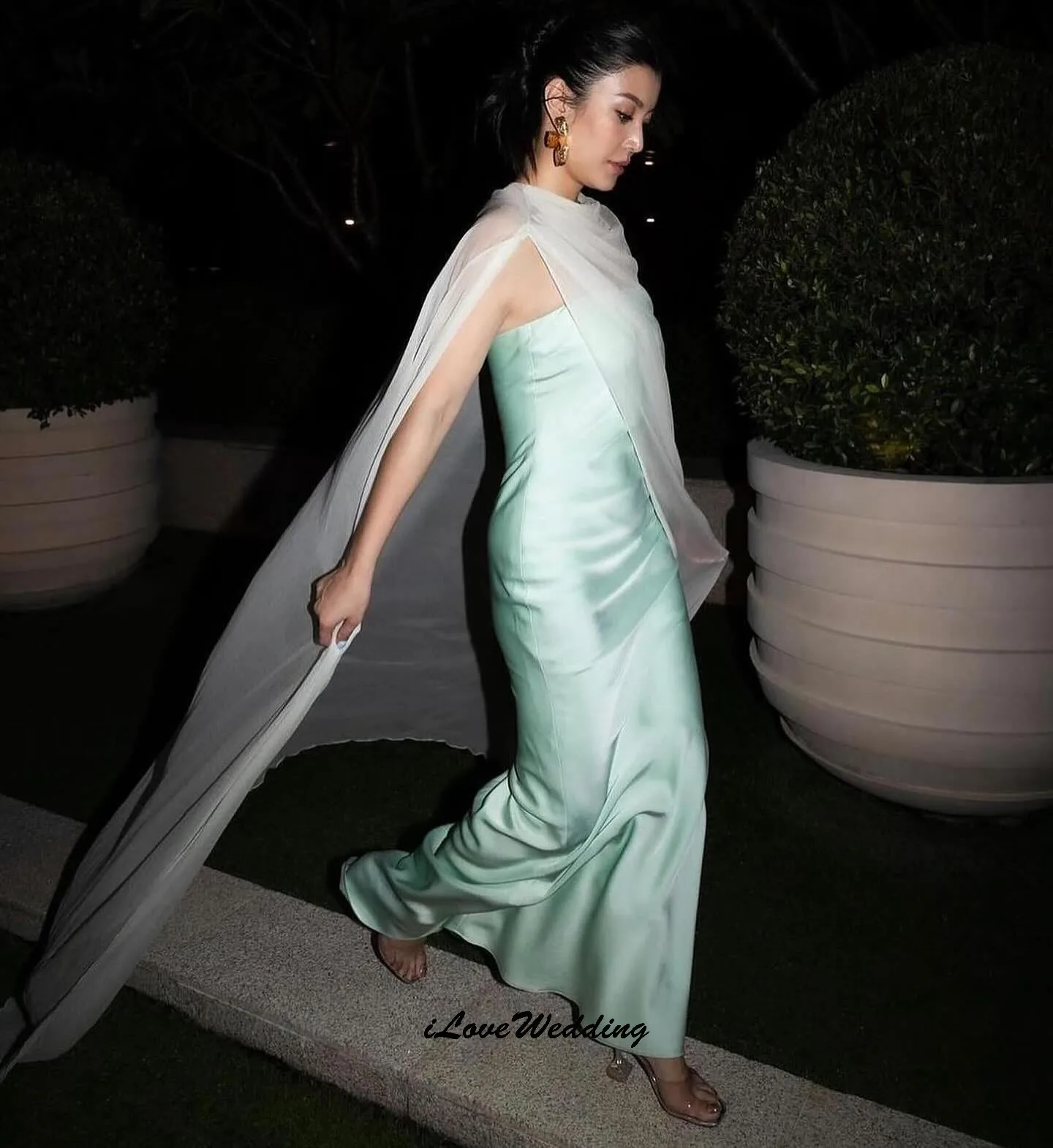 

Mint Green Evening Dresses 2025 Satin Sleeveless Elegant Party Dress For Womam Ankle Length With Jacket Mermaid Gala Customized