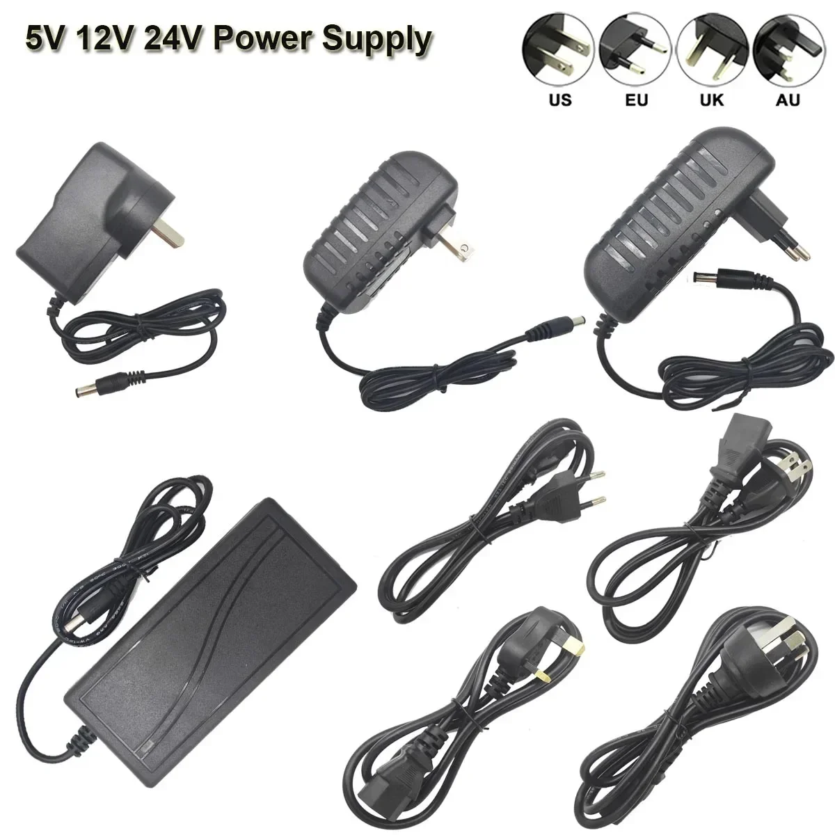 AC110V 220V To DC 24V 12V 5V LED Power Adapter 5.5*2.1~2.5mm Female Connector Lighting Transformer For LED Strip CCTV Router