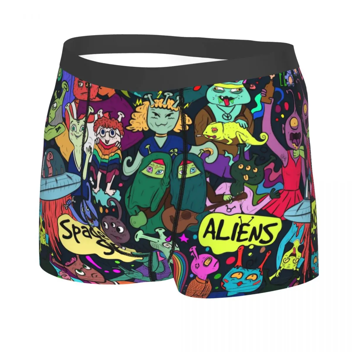 Custom Bizarre Alien Colorful Street Art Boxer Shorts For Homme Sexy Graffiti Style Underwear Panties Briefs Stretch Underpants