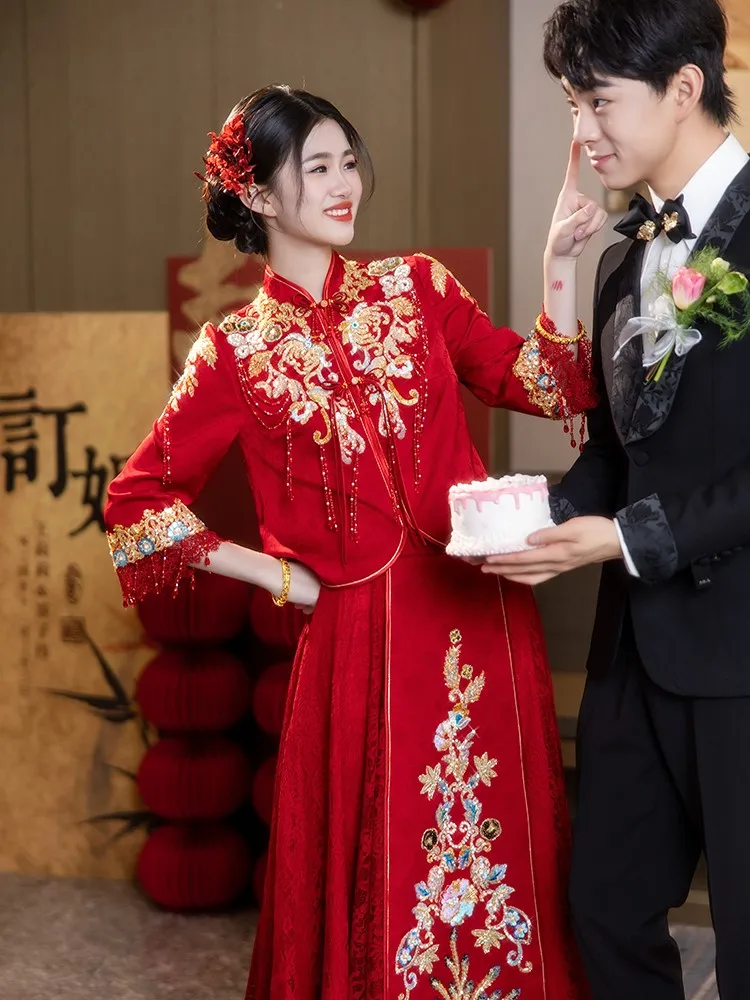 

Новое свадебное платье для невест в китайском стиле и тост для тяжелых женщин.