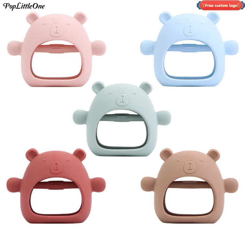 

Poplittleone Free Custom Logo Teething Silicone Baby Nursing Teether Gloves Pacifier Child Sucking Fingers Thumb Teether Toys