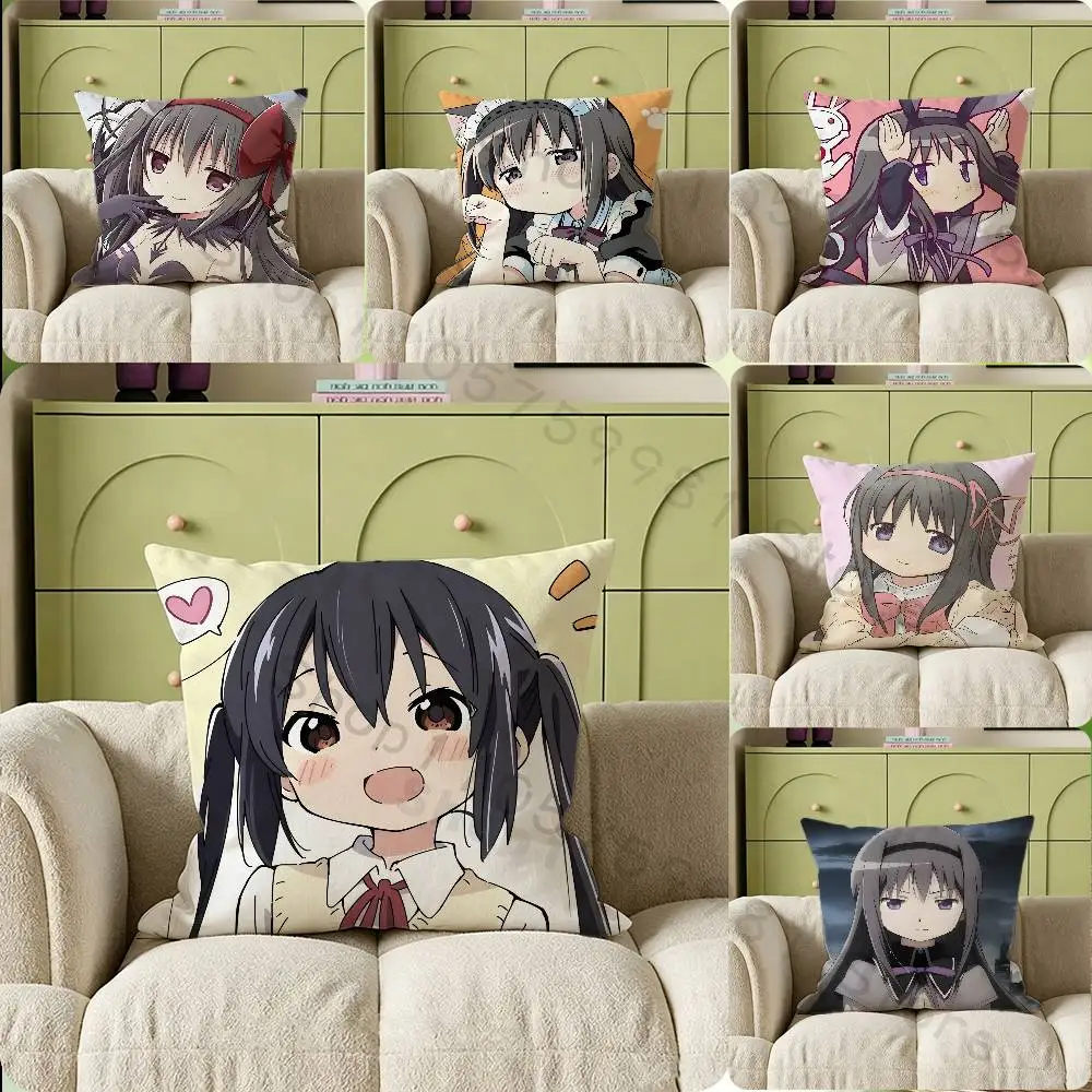 A-Akemi Homura Puella Magi Print Throw Pillow Cover Square Cushion Case for Living Room Bedroom Decor