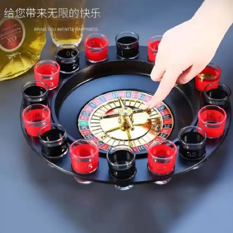 Bar Funny Tools Russia Turntable Shot Glass Russian Drinking Roulette Game Set 16 Shots