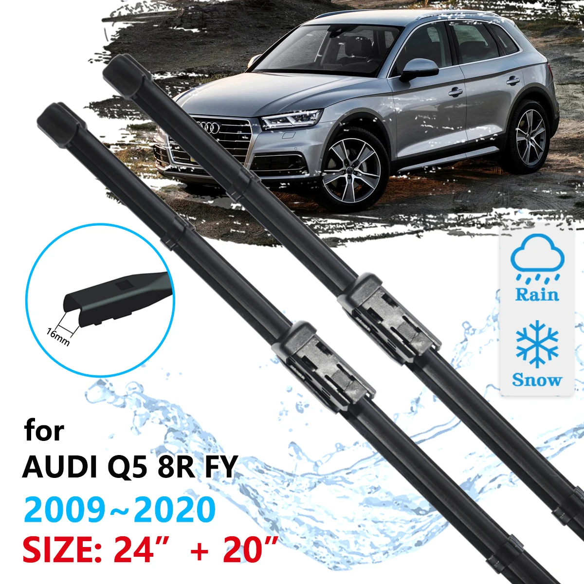 For Audi Q5 8R FY 2009~2020 Windscreen Windshield Accessories Window 2009 2010 2011 2012 2013 2014 2015 Car Front Wiper Blades