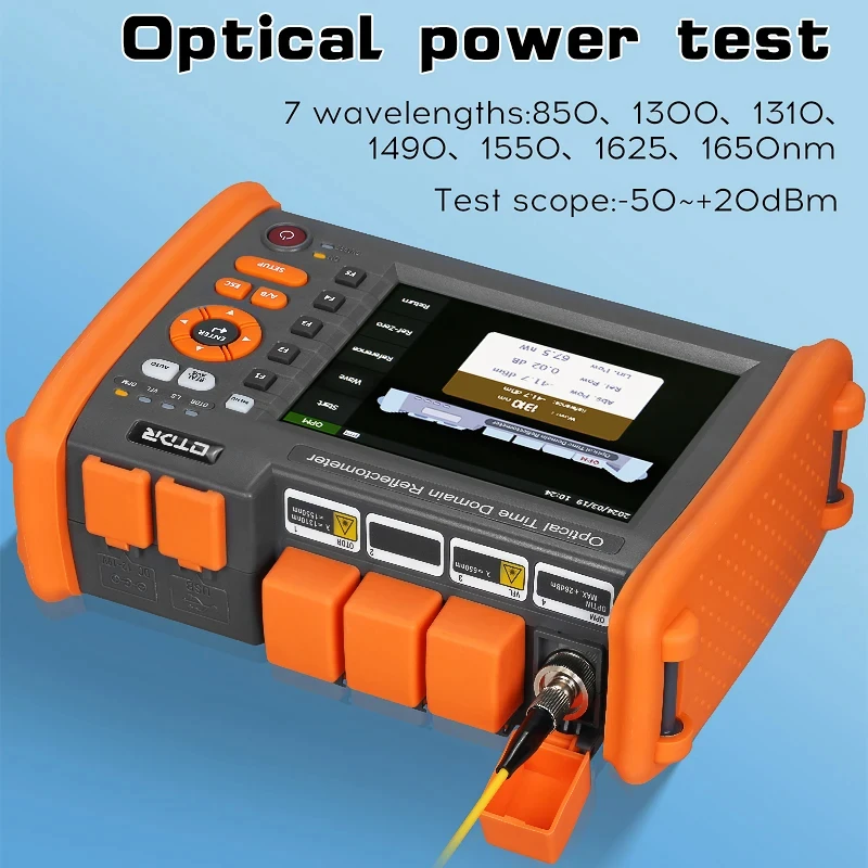 AUA5280 probador de fibra de reflectómetro de dominio de tiempo óptico multifuncional, 1310nm/1550nm, 120KM, 32/30dB, OTDR con mapa de eventos, OPM, VFL