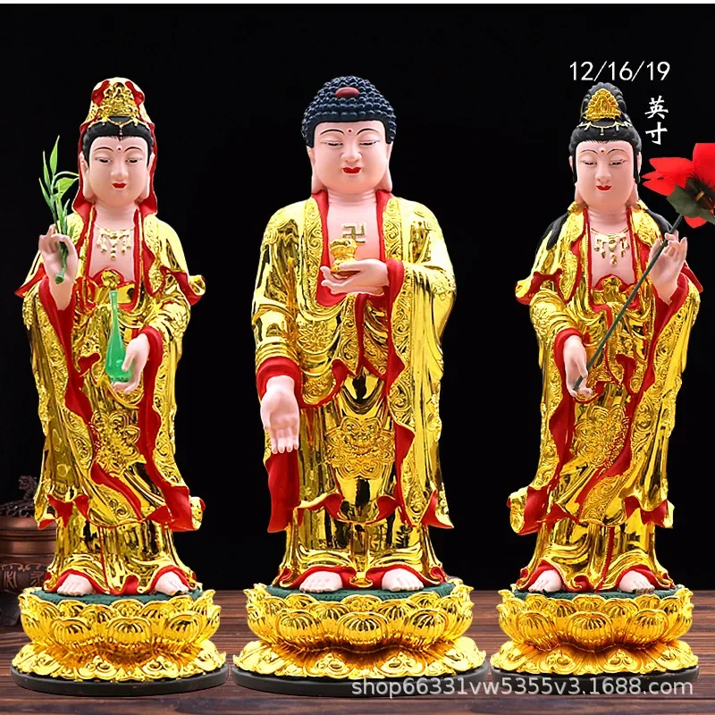 

CL Western Three Holy Buddha Statue Buddha Trend to Avalokiteshvara Bodhisattva Offering Ornaments Wholesale