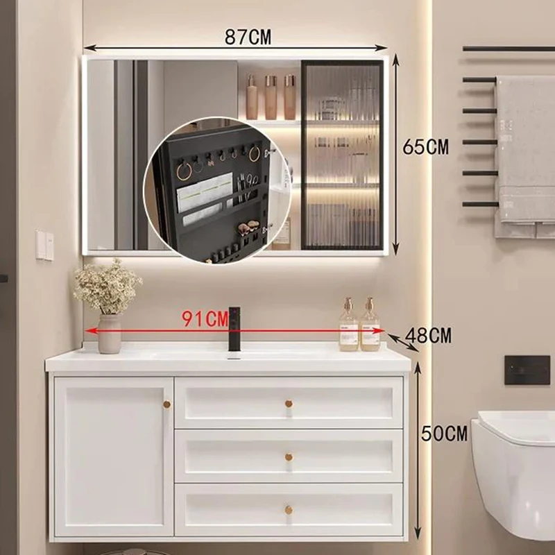 

Luxury Bathroom Cabinets Ceramic Integrated Washbasin Smart Mirror Bathroom Vanity Cabinet with Sink Toilet Bathroom Furniture