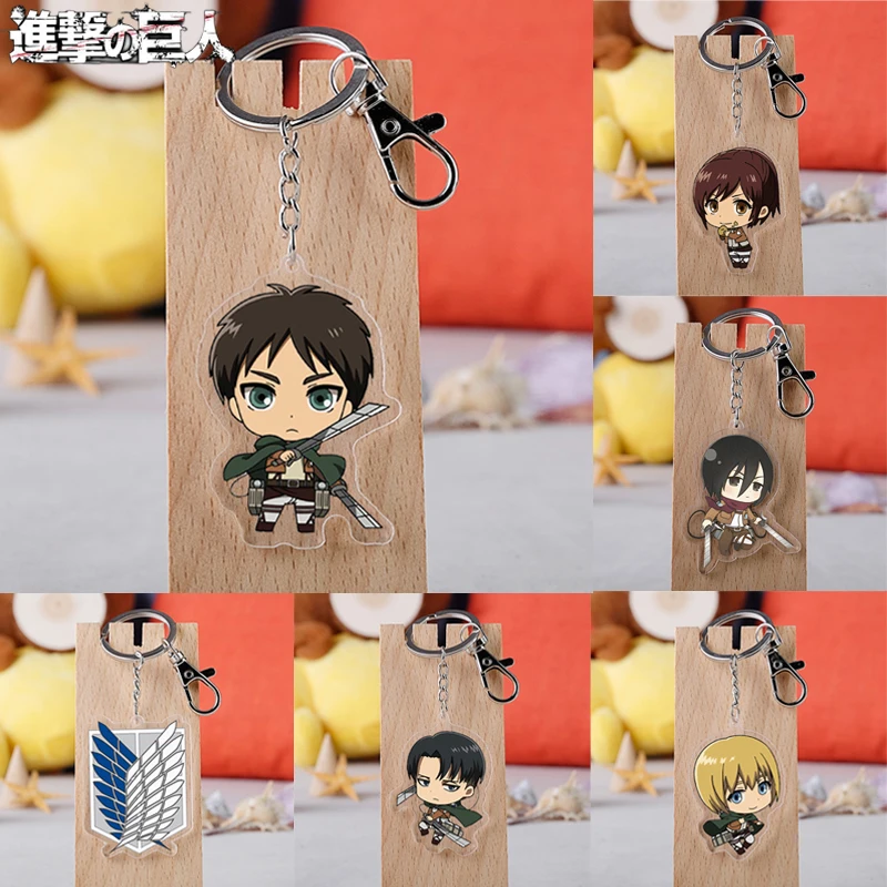 Anime Attack on Titan Key Chains Pendant Cartoon Eren Jaeger Acrylic Keychains Mikasa Ackerman Backpack Charm Decorations Gifts