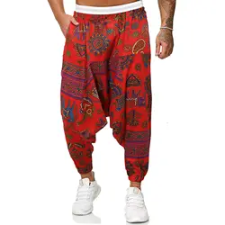 2023 Summer Men Hippie Baggy Boho Yoga Harem Pants Dizziness African Pattern Print Sweatpants Male Casual Hip Hop Bloomers Pants