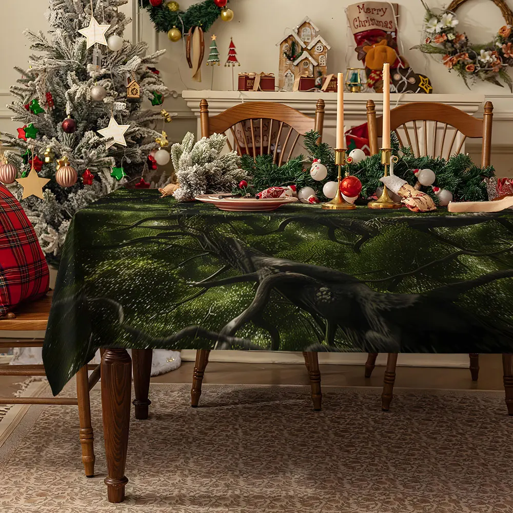 Green Stripe Faith Table Cloth Waterproof Tablecloth Spill Proof Table Cloth, Wipe Clean Table Cloth for Dining Camping