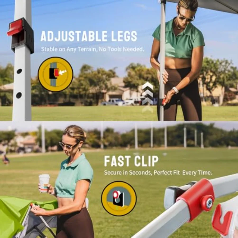 خيمة شاطئ بمظلة منبثقة مقاس 10 × 10 مع إعداد دفع واحد، مظلة شمس خارجية سهلة للمناسبات والحفلات والتخييم مع غطاء STONGo B