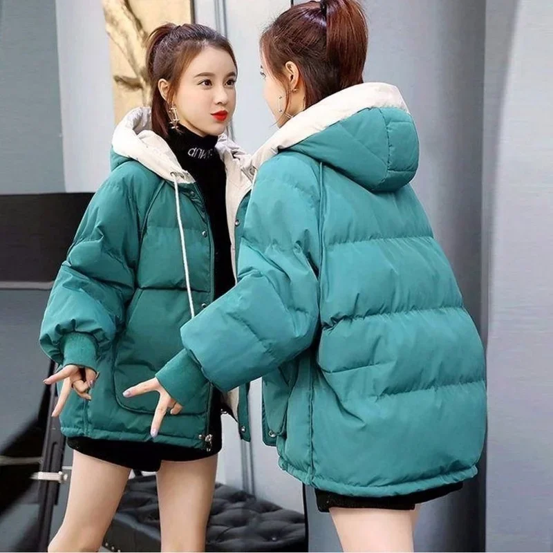 Women's Winter Hooded Jacket Short Cotton Coat Keep Warm Slim Fit Korean Fashion Plus Size Loose Women's Winter Jacket Designer