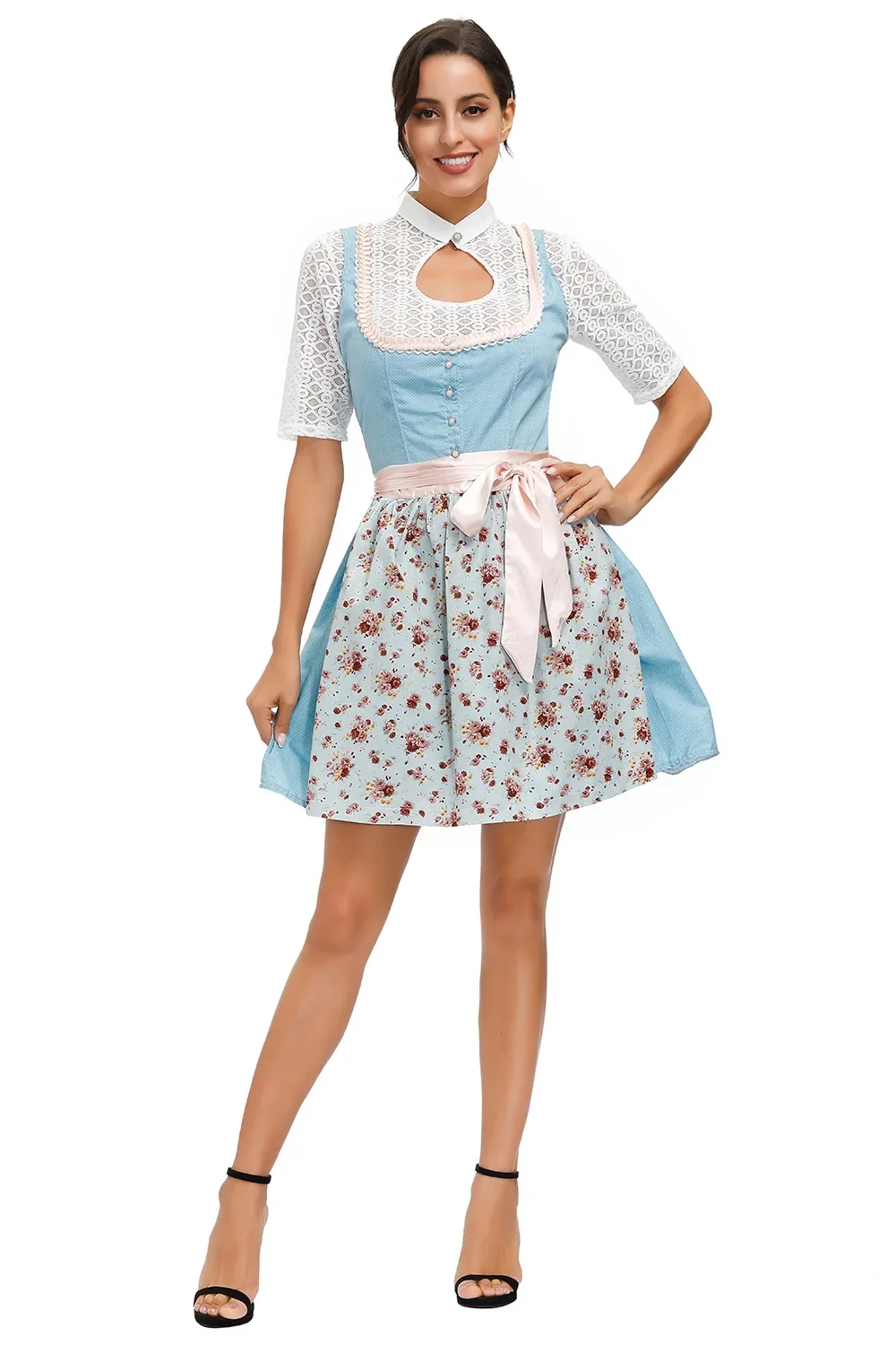 Women Beer Maid Wench Costume German Oktoberfest Traditonal Bavarian Dirndl Dress