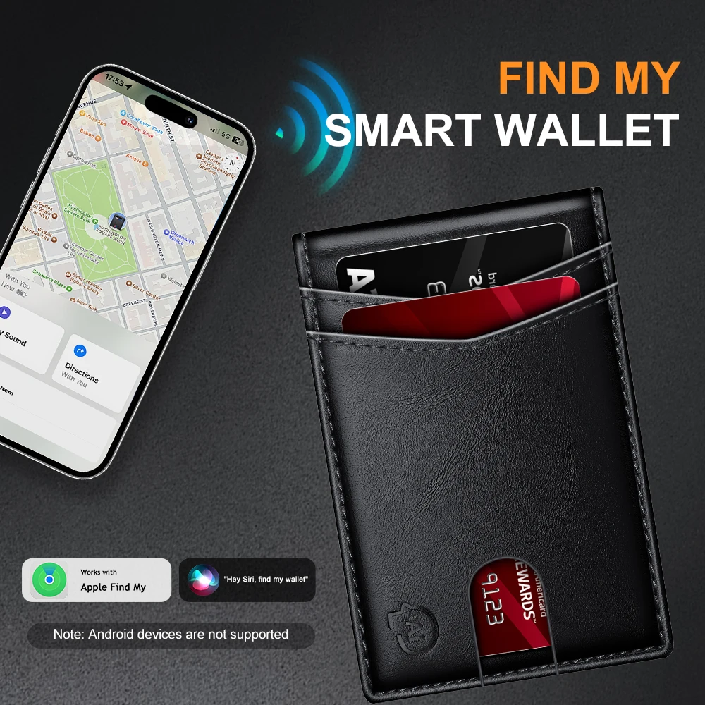 Cartera Mujer Tracker Portafoglio donna intelligente Funziona per Apple Trova mio (solo Ios), Billeteras con gps cartera mujer para air tag card