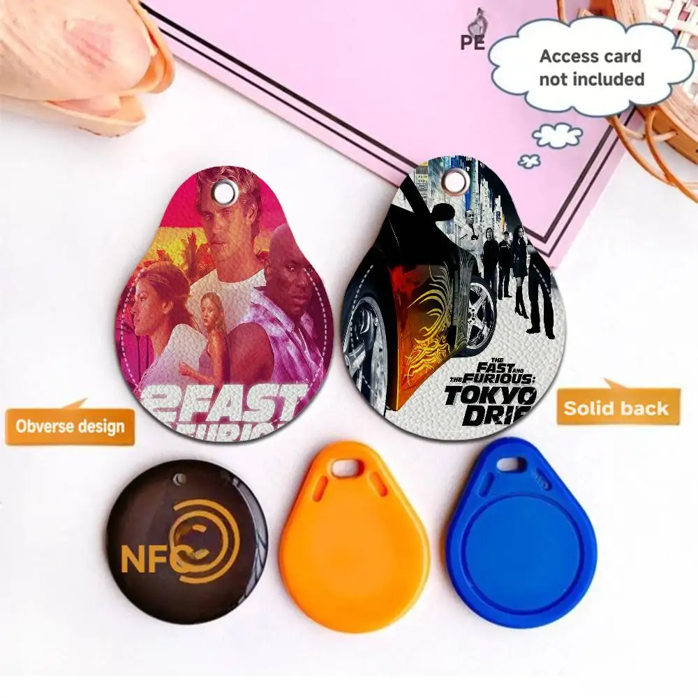 Fast And Furious Classic Vintage Keyring Leather Access Card Holder Keychain Community Water Drop Proximity Card Protective