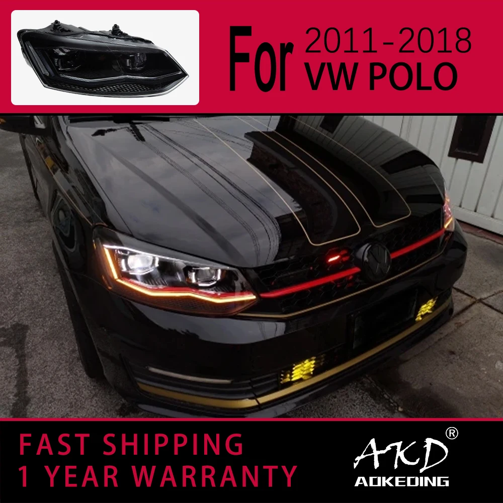 Światła samochodowe do reflektora VW POLO 2011-2018 lampa czołowa projektor świateł jazdy dziennej akcesoria samochodowe obiektywu