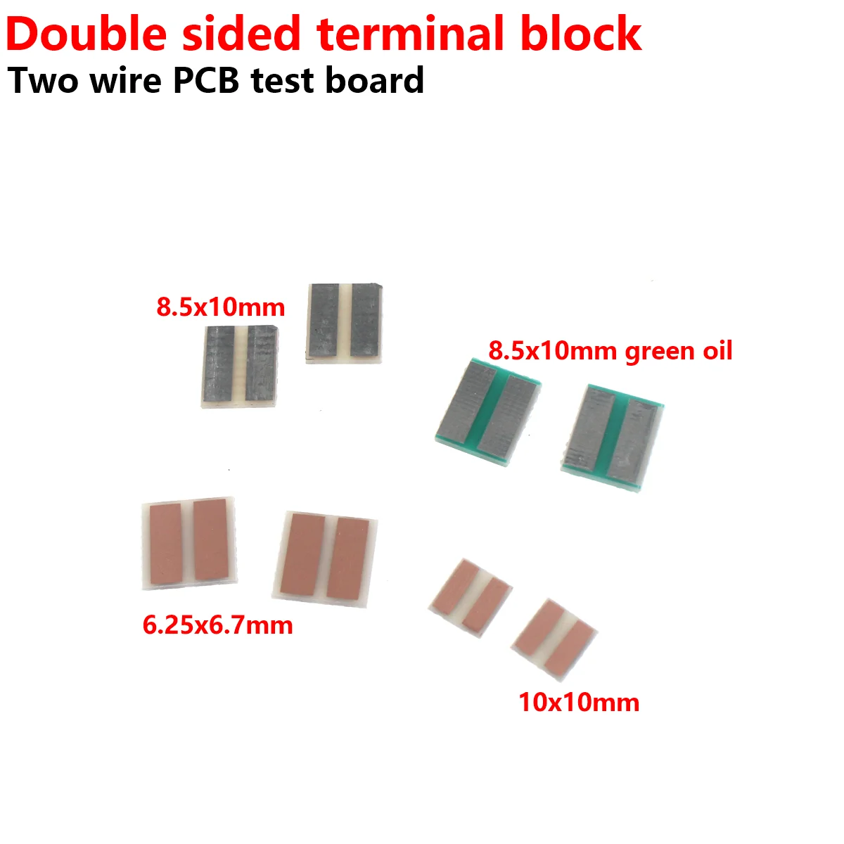 200PCS Double-sided 2-wire terminal board 6.25X6.7 8.5X10 10X10MM universal board Test board PCB empty board