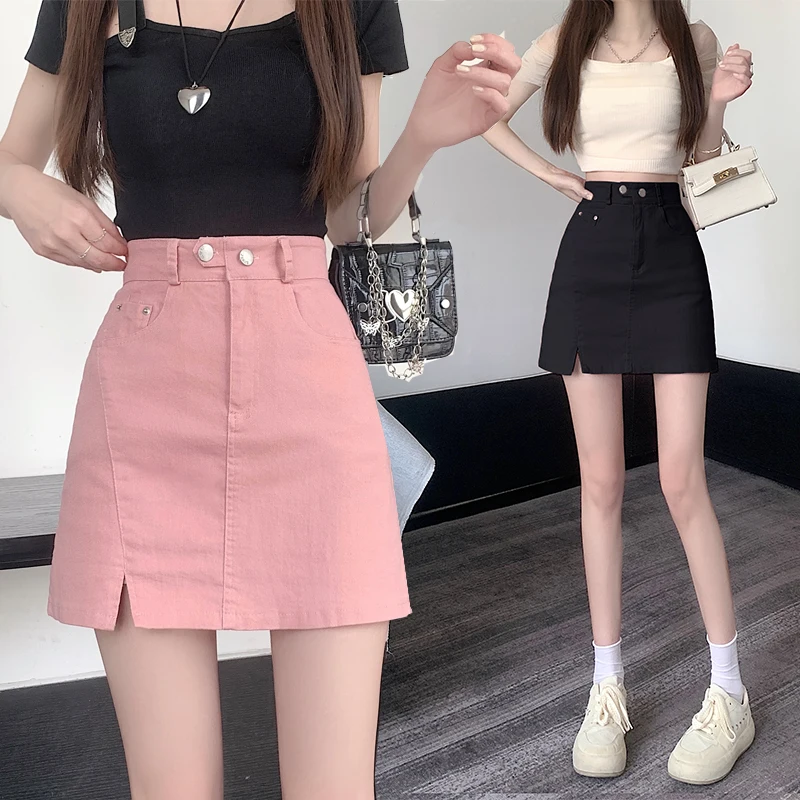 

Multi button slimming, hip hugging, spicy girl with anti slip pants, short skirt, shorts, A-line skirt, female