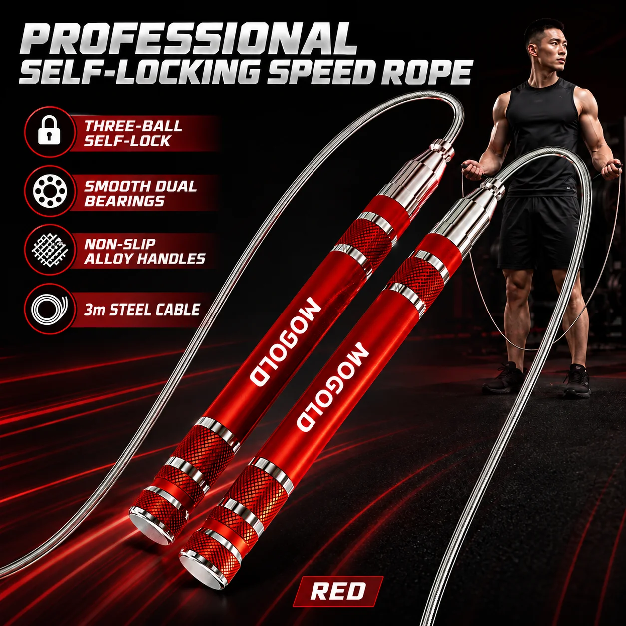 Jump Rope Speed Bearing - MOGOLD – profesjonalna skakanka z automatycznym