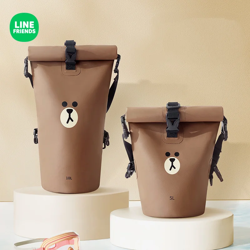 Line Friends Shoulder Bag Anime Brown Sports Dry and Wet Separation Waterproof Bag Cartoon Storage Bag Cute Girl Birthday Gift