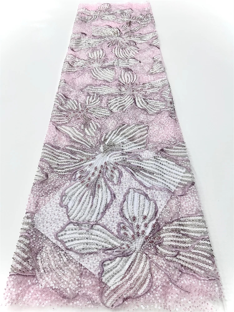 아프리카 신랑용 고급 비즈 튤 레이스 원단 2025 고품질 나이지리아 스팽글 레이스 원단 신부 웨딩 파티 드레스용