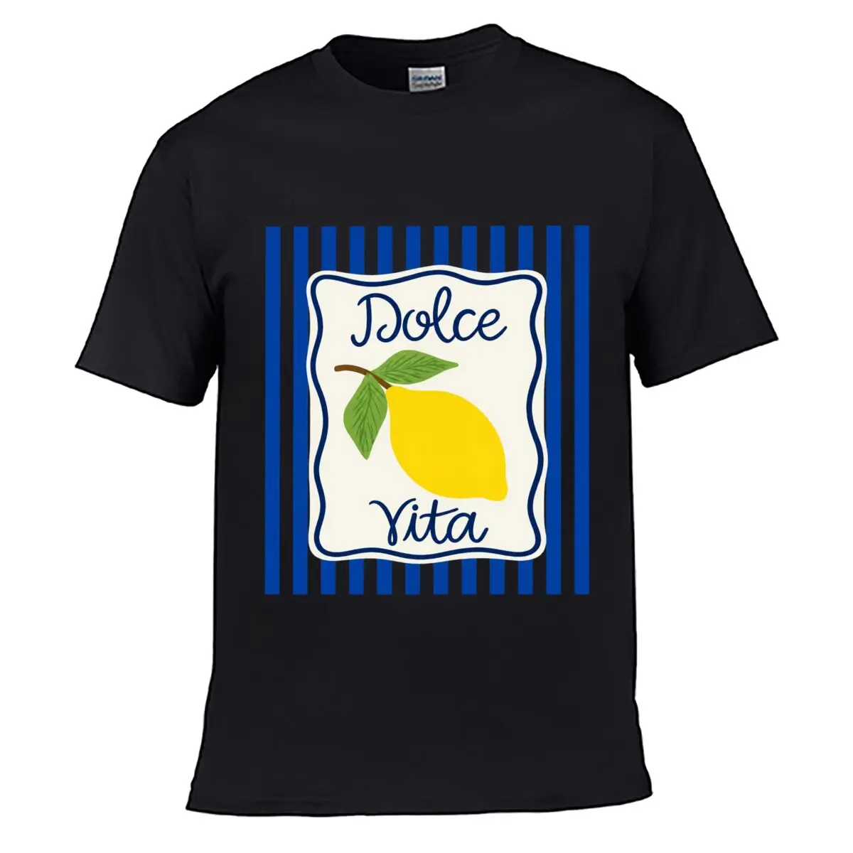 Dolce Vita Lemon Blue Stripe Graphic short-sleeved T-shirt