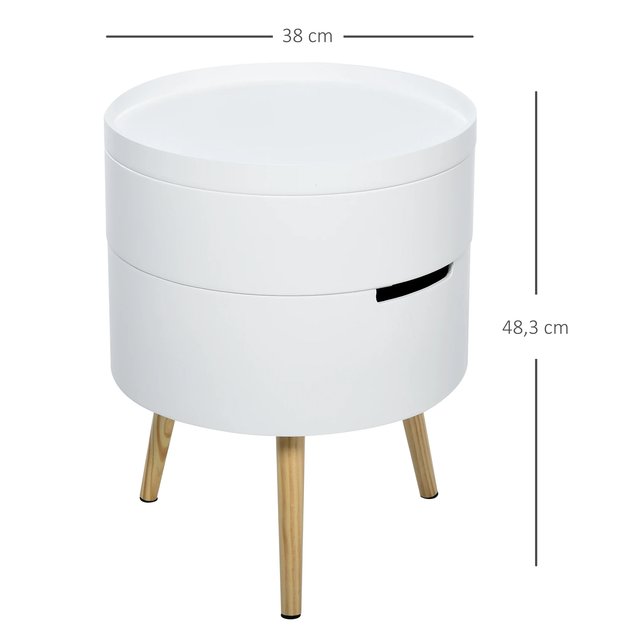 Homcom moderne salontafel met 3 niveaus en 2 opbergdozen, wit