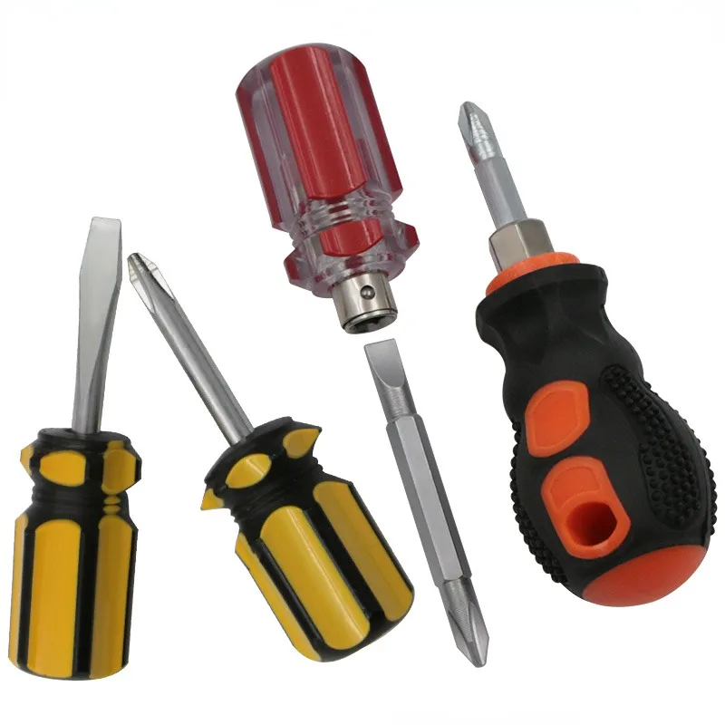 Mini Turnip Head Screwdriver Magnetic Dual-purpose Slotted Cross Plum Flat Mouth Ultra-short Small Modified Cone Screwdriver