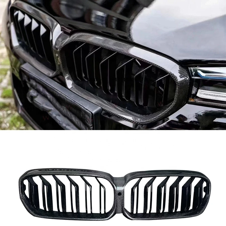 

New 2021+ for B-MW 5 Series F90 G30 G38 LCI Body Kits Dry Carbon Fiber Front Bumper Grille Air Vent Cover Trim