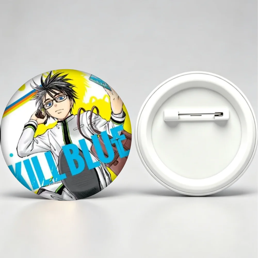 Anime Kill Blue Round Badge, Noren Mitsuoka Juzo Ogami 32/44/58mm Brooch Pin Backpack Fans Gift