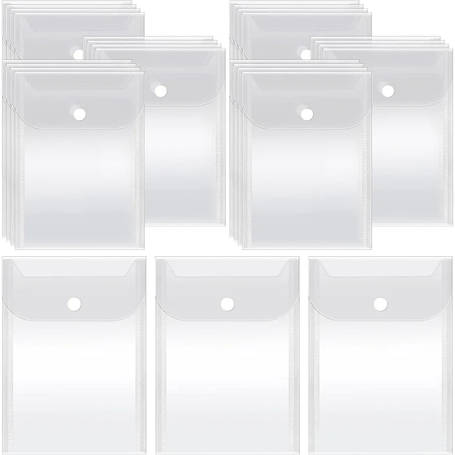 40 حزمة من جيوب تخزين الطوابع والقالب، مغلفات بلاستيكية صغيرة قابلة لإعادة الاستخدام، منظم ملصق مقاوم للماء، حامل الإيصالات، تخزين الصور