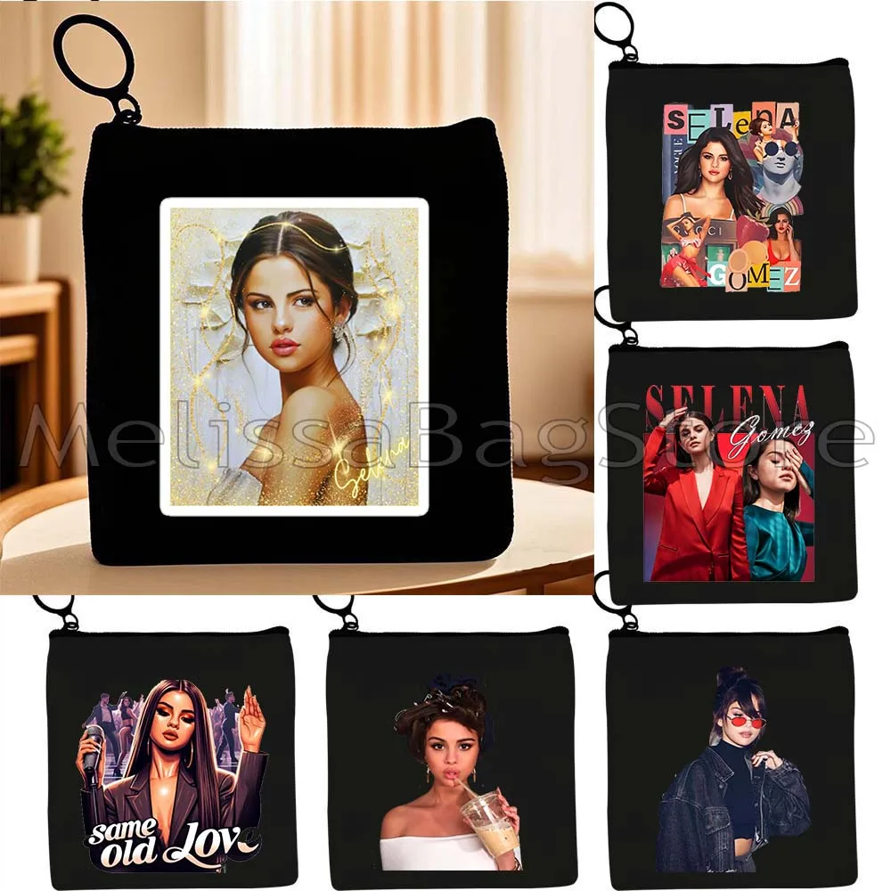 

Beautiful Selena Rare Portrait Cute Music Singer Poster Fan Gifts Canvas Coin Purse Bag Small Key Storage Card Bag Wallet Pouch