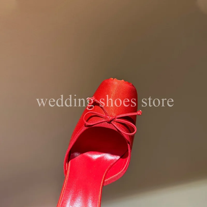 Ballet Shoes Bow High Heels for Women Silk Genuine Leather Sandals Stiletto Heels Luxury 2025 Wedding Party Woman Sandals 11CM