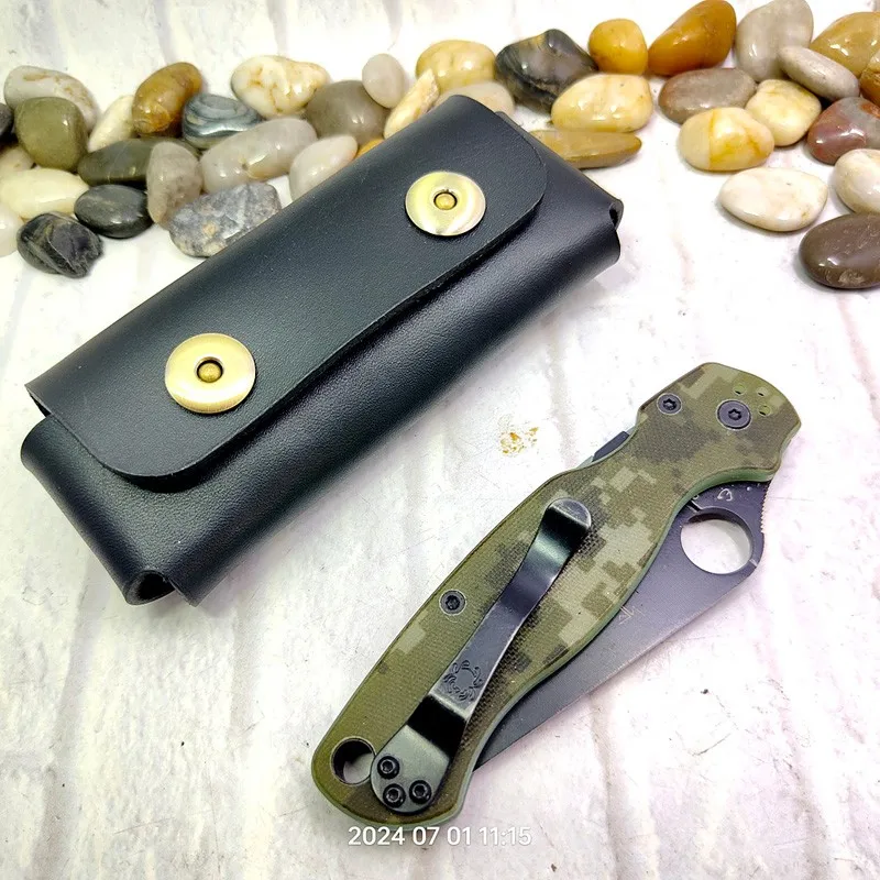 Coltello pieghevole orizzontale fondina cintura Pack Jackknife Holder Cover marsupio Army Knife guaina in vera pelle personalizzata MT-JD2