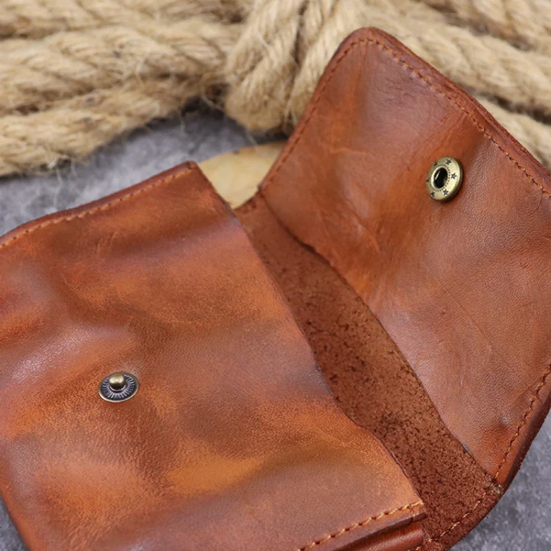 Genuine Leather Vegetable-Tanned Leather Card Holder Japanese Punk Style Multi-Layer Storage Vintage Genuine Leather Card Holder