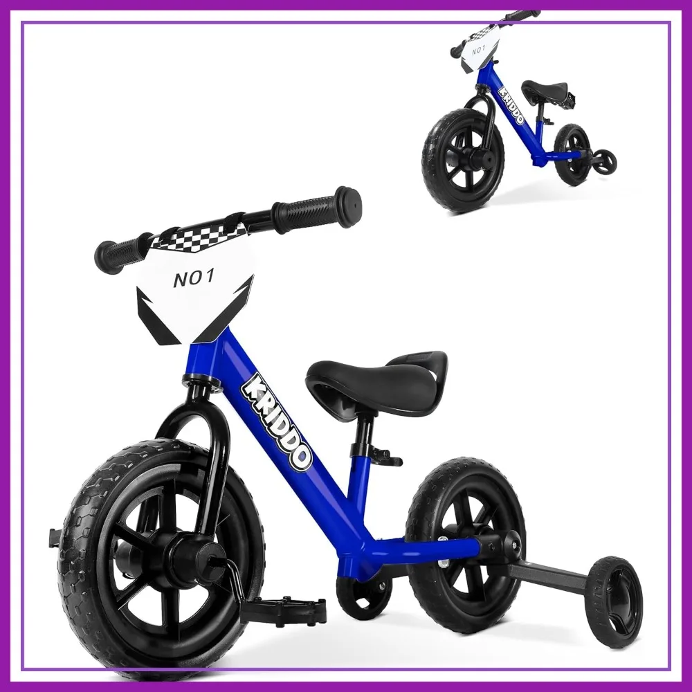 

2-in-1 Tricycle and Balance Bike for Toddlers, Detachable Pedals, Stowable Training Wheels, DIY Plate, Ages 18 Months to 3 Years