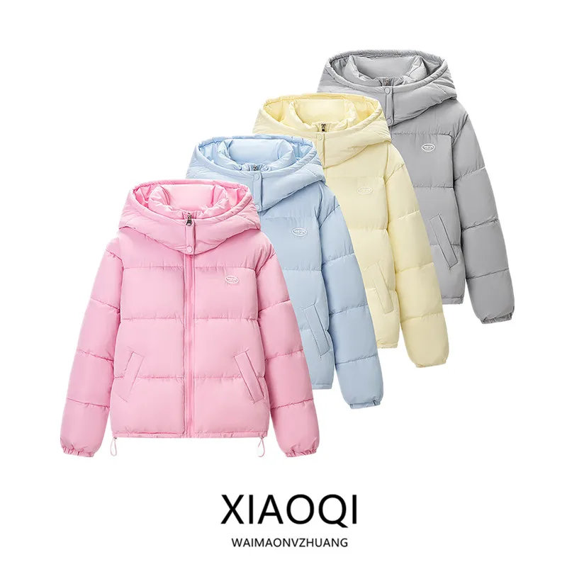 

Winter 2025 Women's Loose Versatile Four-Color Commute Cotton Jaet Multi-Color Casual Outerwear with Hood Long Sve Zipper