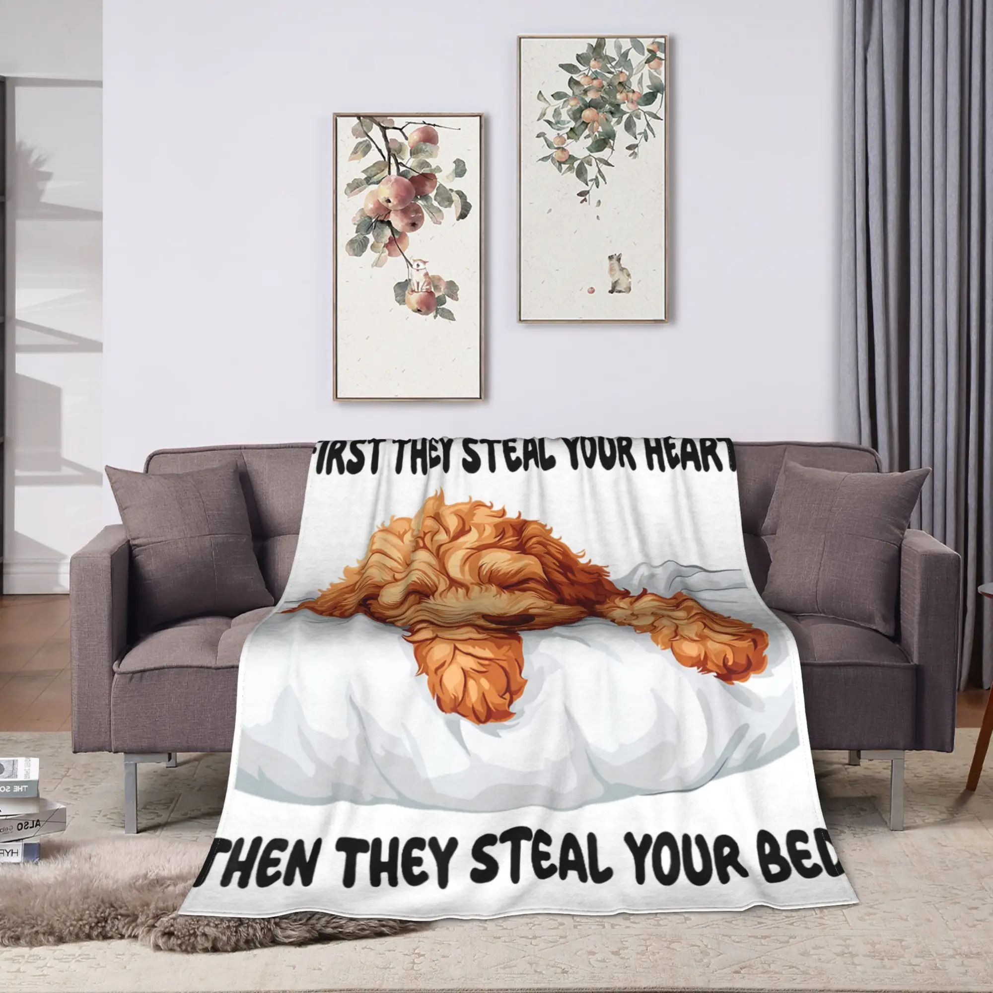 Goldendoodle Sleeping Pajamas Nightgown Blanket Winter  Warm Soft Bedding Throws For Adults Couch Flannel Bedspread Bed Cover