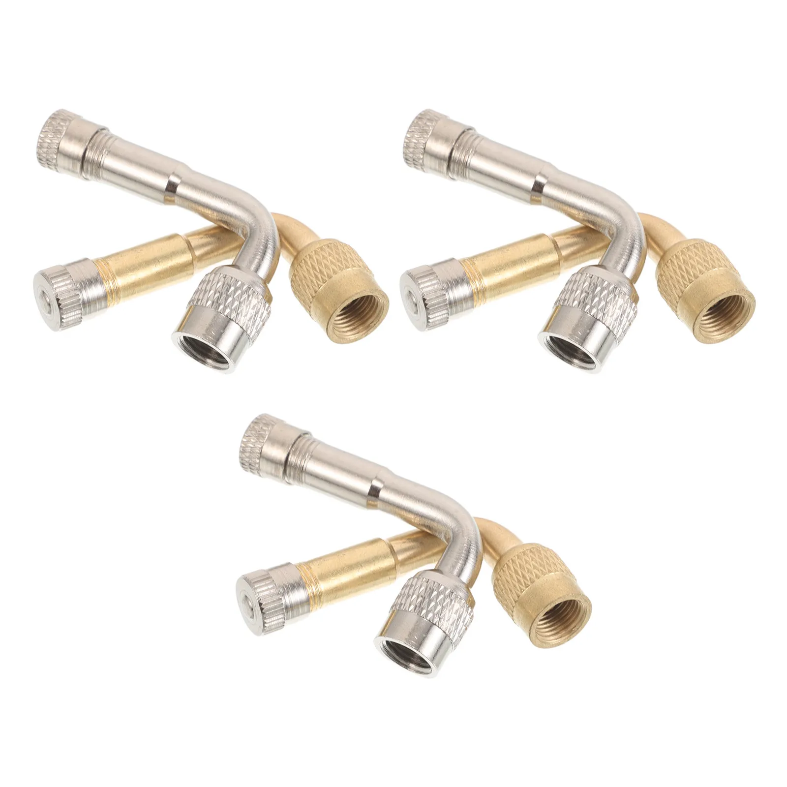 6Pcs Tire Valve Stem Extenders Metal 90 Degree Air Valve Extension Curved Inflation Stem Replacement Pole for Car Bike