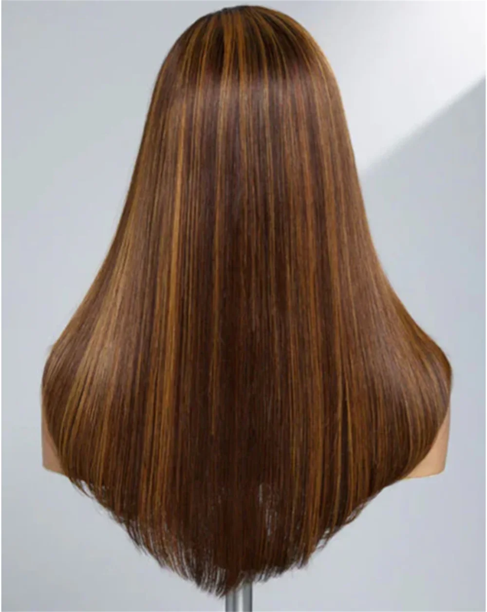 18inch Highlight Brown Straight Silk Top Jewish Human Hair BabyHair HD Lace 5x5 Silk Base European Hair Glueless Preplucked Wig