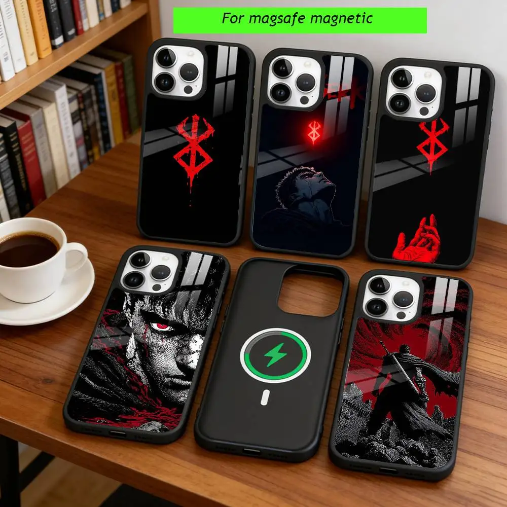 Anime B-Berserk Phone Case For iPhone17,16,15,14,13,12,11 Plus,Pro Magnetic with Magsafe Wireless Charging