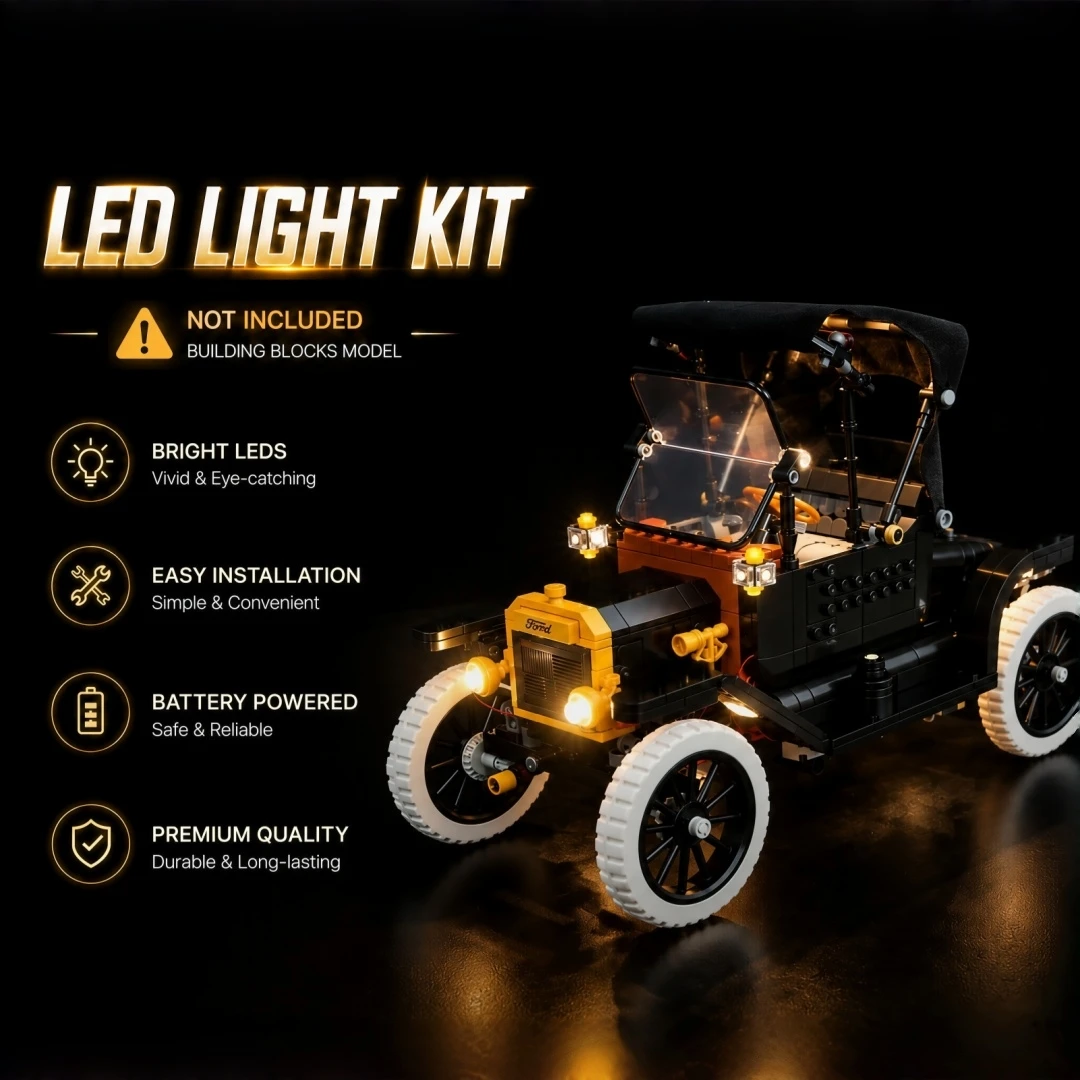 

HPROSPER LED Accessory Light (No Model) For LEGO 11376 Ford Model T Easy Install Hidden Wiring