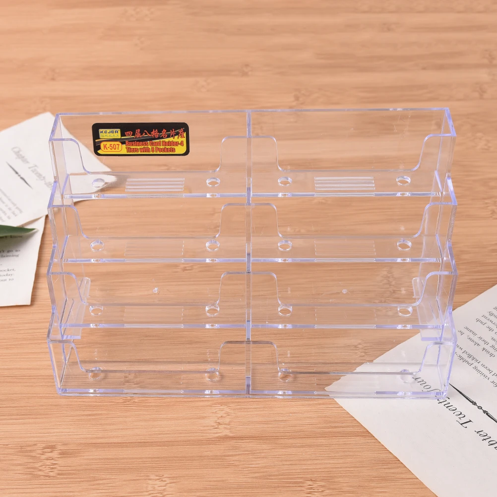 

1Pc Acrylic Plastic Transparent Desktop Business Card Holder 8 Grids Clear Table Desk Shelf Storage Box Display Stand