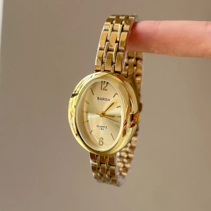 Oval Dial Watches for Women Luxury Gift Quartz Watches Fashion Stainless Steels Strap Wristwatch Dress Clock Relojes Para Mujer