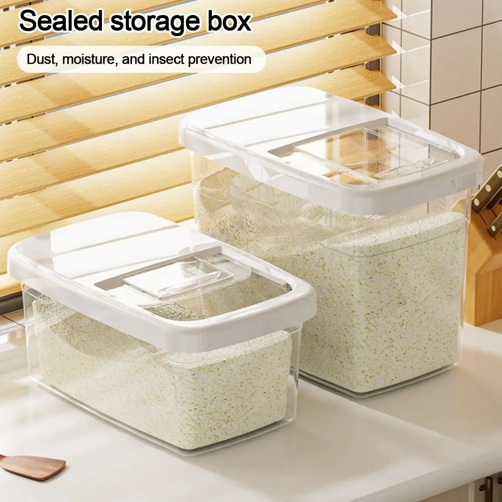 

Transparent Rice Bucket Leakproof Large Capacity Rice Grain Storage Box Waterproof Sealed Moisture-proof Food Container