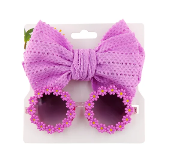 0-8 Years Old Children\'s Sunglasses Headband Set Sun Flower Sun Glasses Girls Princess Style Eyewear Kids Birthday Party Gifts